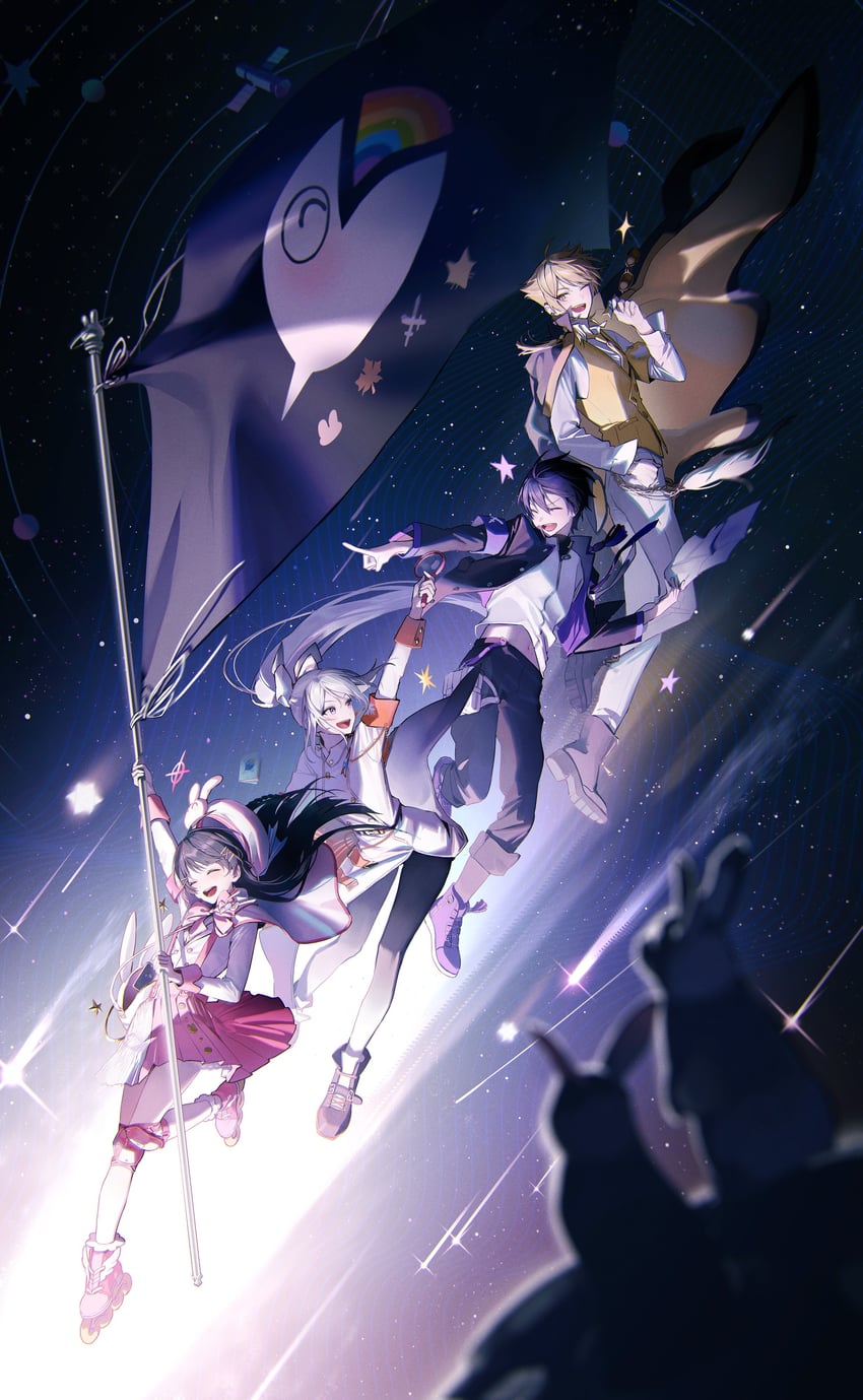 tsukino mito, higuchi kaede, kenmochi touya, and fushimi gaku (nijisanji and 1 more) drawn by haero