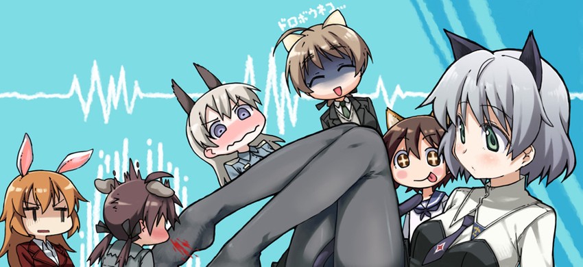 sanya v. litvyak, eila ilmatar juutilainen, miyafuji yoshika, gertrud barkhorn, charlotte e. yeager, and 1 more (world witches series and 1 more) drawn by temurei_(vovovov)