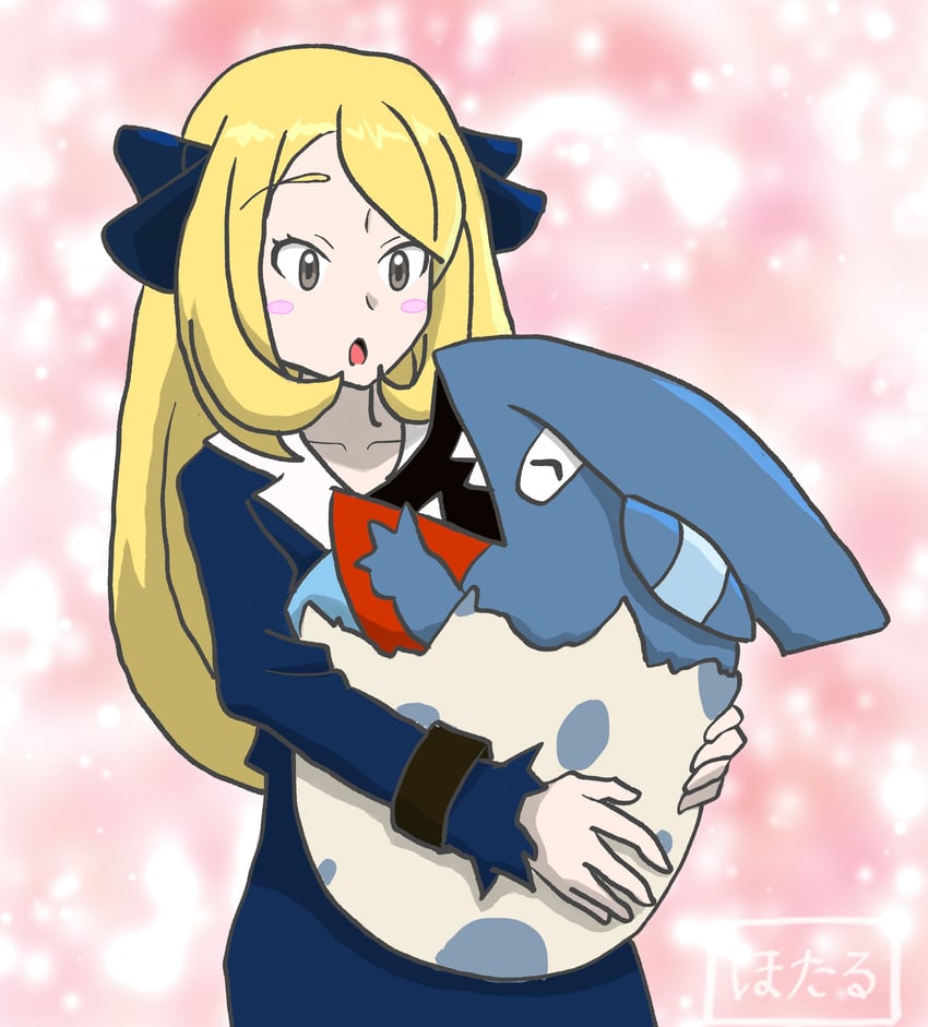 cynthia and gible (pokemon and 1 more) drawn by hotaru_ichihara