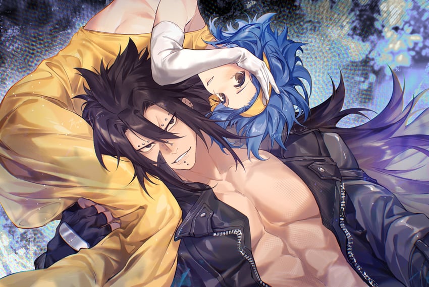 levy mcgarden and gajeel redfox (fairy tail) drawn by xuchuan