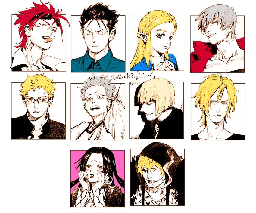 princess zelda, dante, boa hancock, donquixote rocinante, reno, and 5 more (final fantasy and 9 more) drawn by kotteri