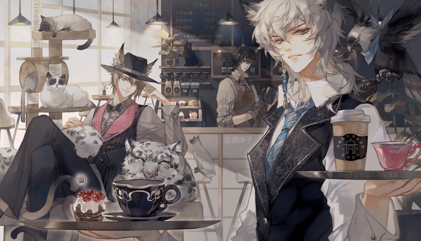silverash, phantom, tenzin, and broca (arknights) drawn by jiujiangzi_benren