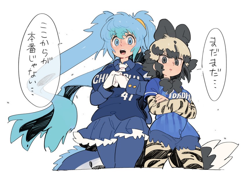 african wild dog and seiryuu (kemono friends and 2 more) drawn by nishiki_kazue