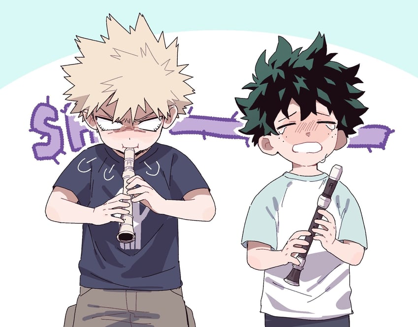 midoriya izuku and bakugou katsuki (boku no hero academia) drawn by jessiejjjj