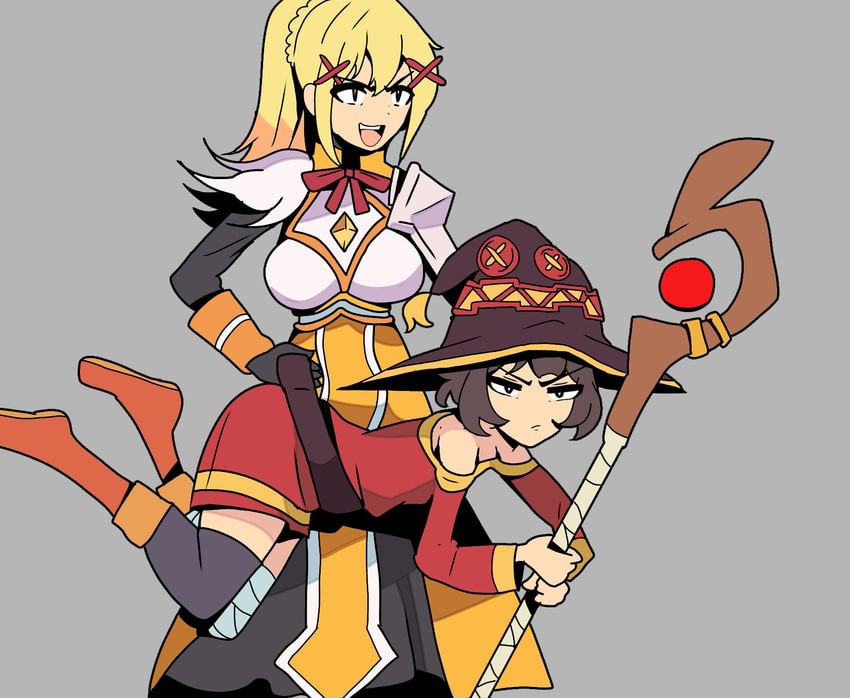 megumin and darkness (kono subarashii sekai ni shukufuku wo! and 1 more) drawn by bread_forbidden