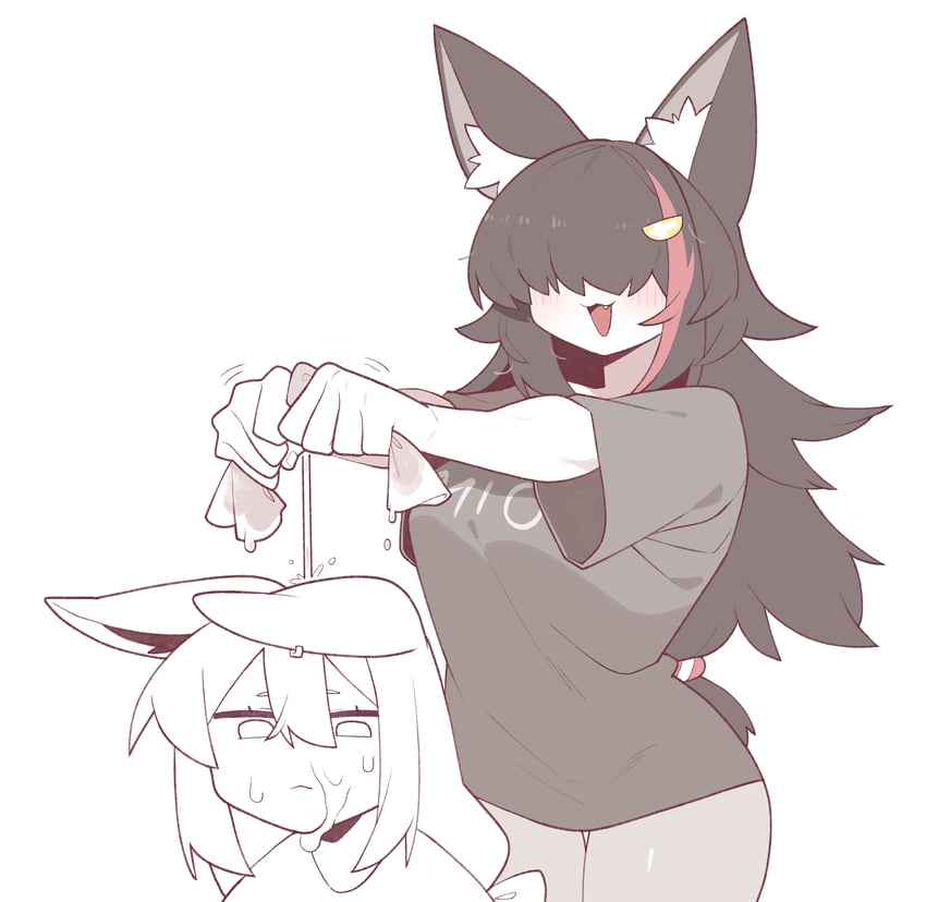 shirakami fubuki and ookami mio (hololive) drawn by cocomayo29_(tomato)