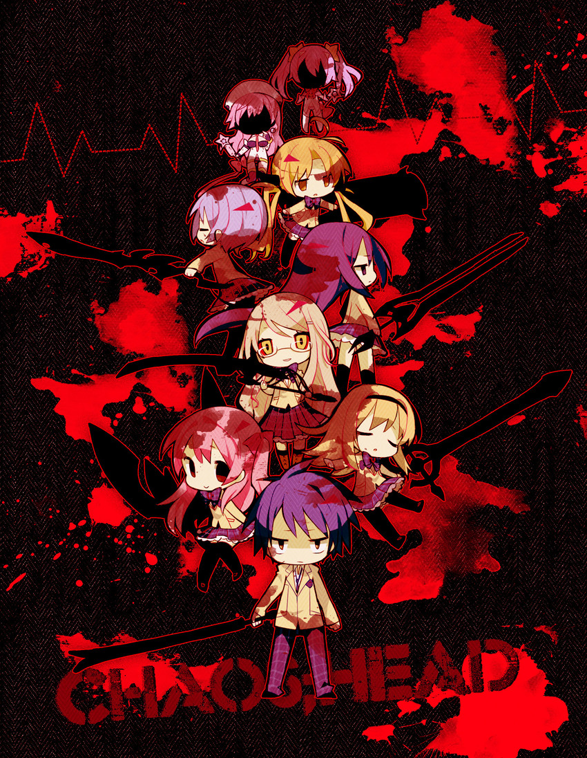 sakihata rimi, nishijou nanami, nishijou takumi, kishimoto ayase, orihara kozue, and 4 more (chaos;head and 2 more) drawn by mamimu_(ma-mi-mu.me)