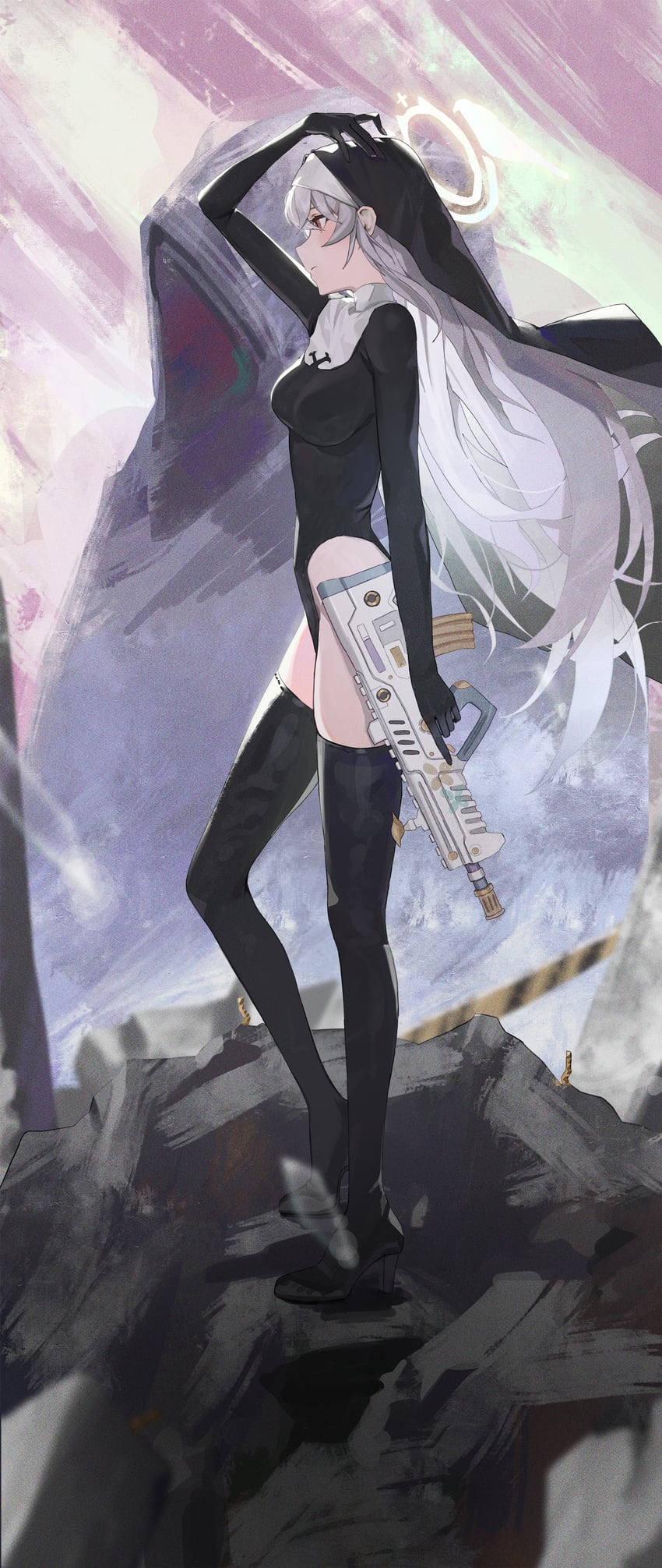 sakurako, justina follower, and hieronymus (blue archive) drawn by kji_(rozo)