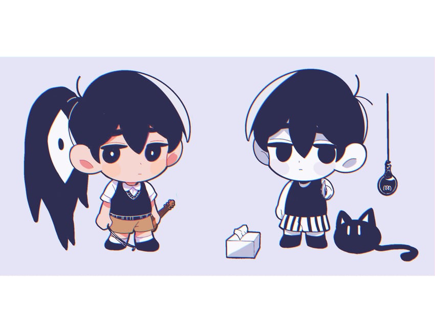sunny, omori, something, and mewo (omori) drawn by totemo_sindo