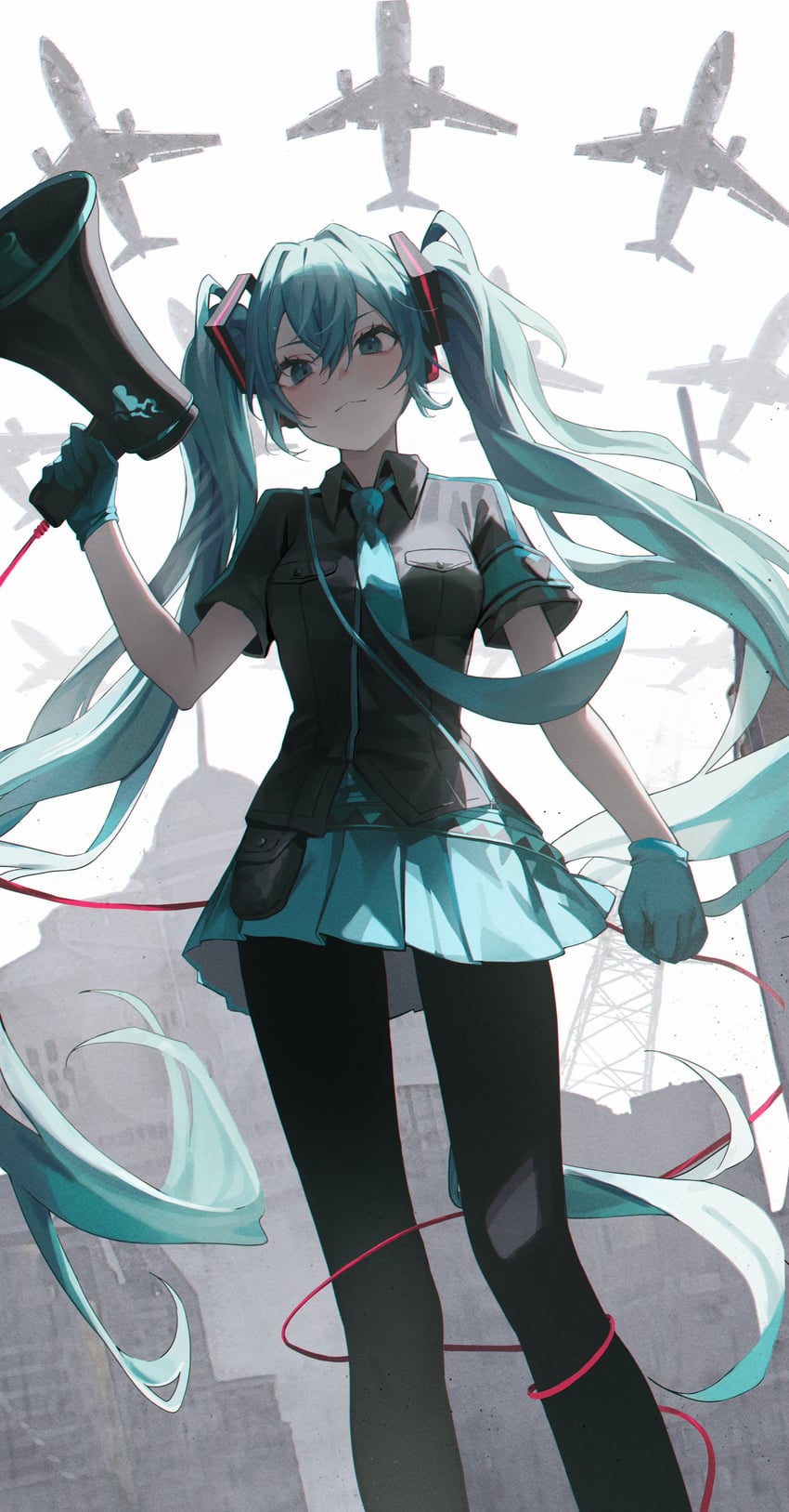 hatsune miku (vocaloid and 1 more) drawn by bizette