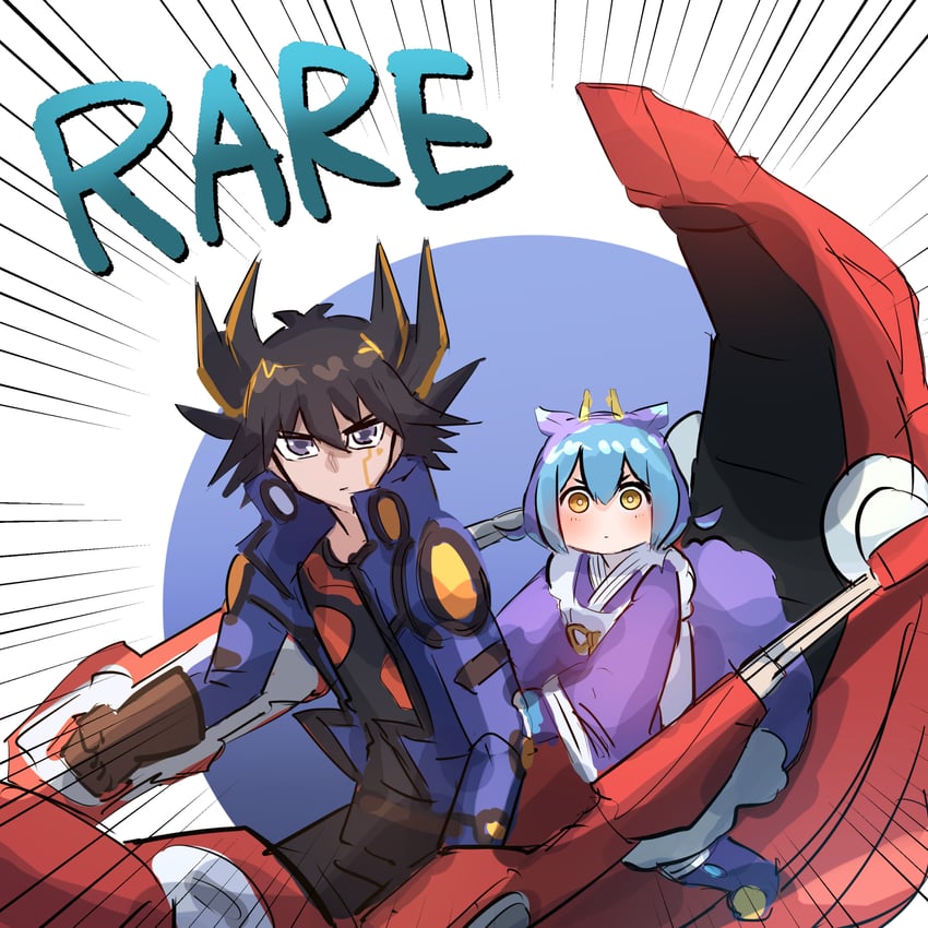 fudo yusei and laundry dragonmaid (yu-gi-oh! and 1 more) drawn by hatano_kiyoshi