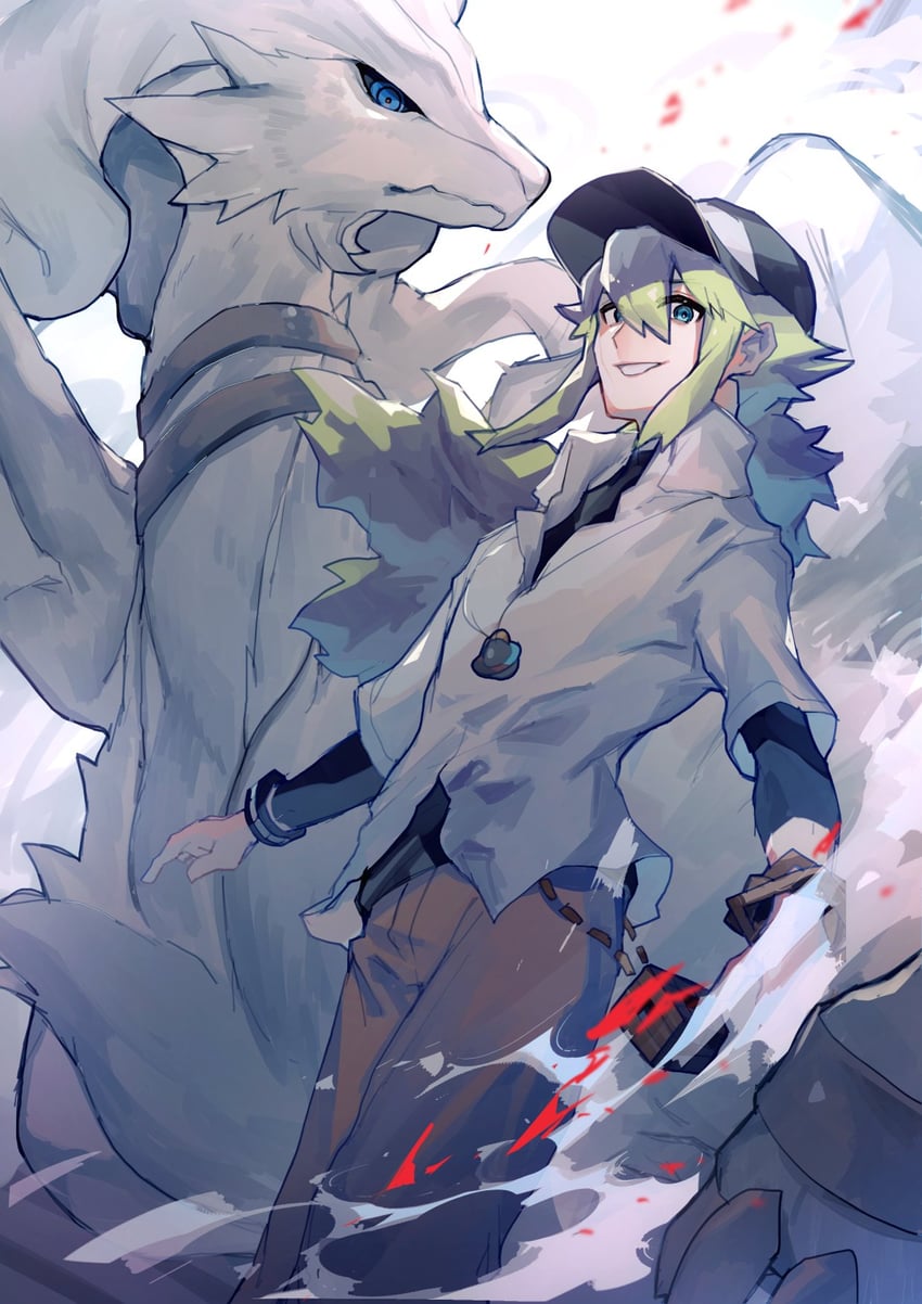 n and reshiram (pokemon and 1 more) drawn by chikichi