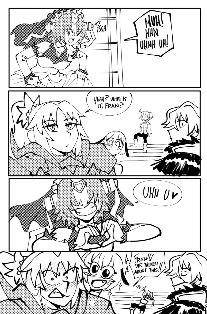 fujimaru ritsuka, mordred, frankenstein's monster, gawain, and gareth (fate and 3 more) drawn by clinickcase