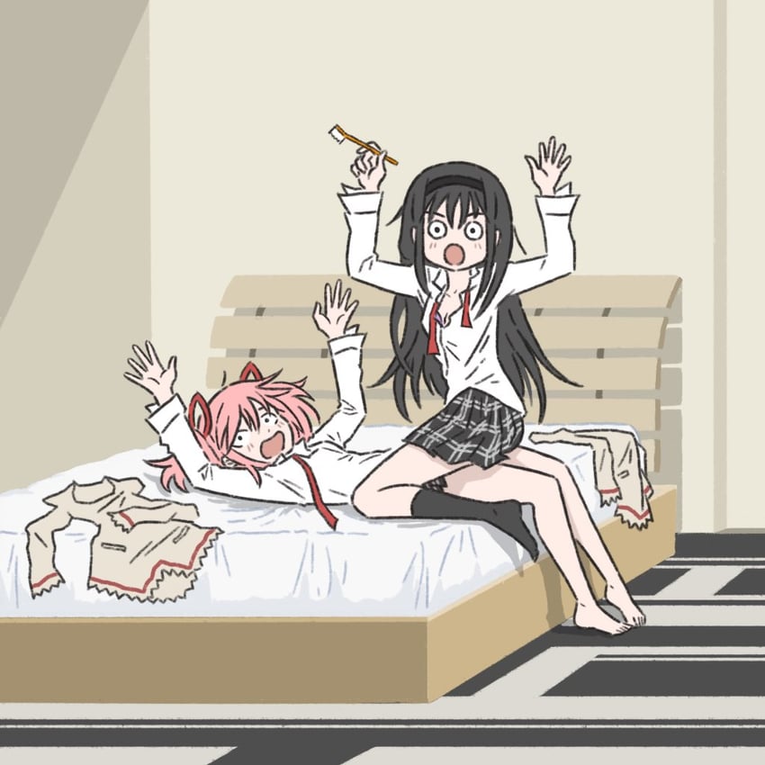 akemi homura and kaname madoka (mahou shoujo madoka magica and 3 more) drawn by truffleduster