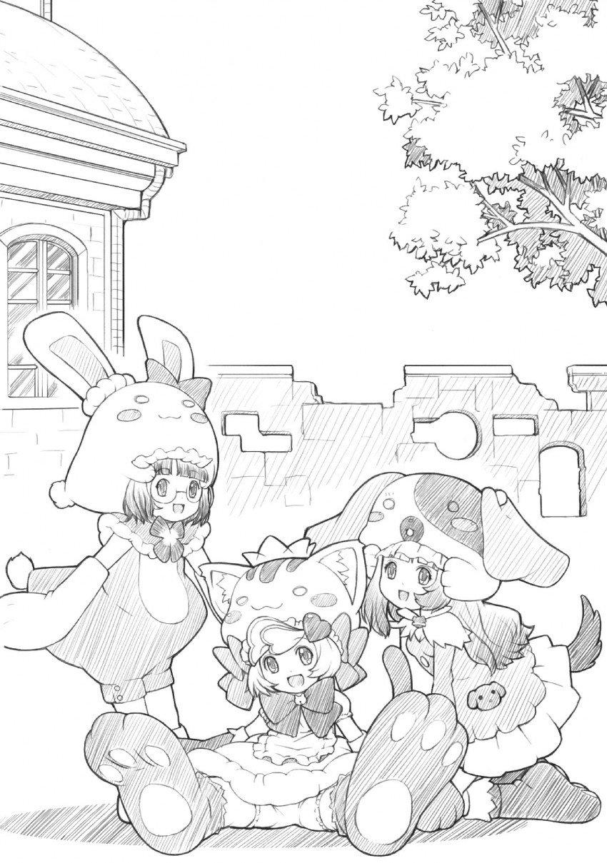 mikogami riko, mikogami nagisa, and mikogami rimu (anyamal tantei kirumin zoo) drawn by sakurafubuki_nel