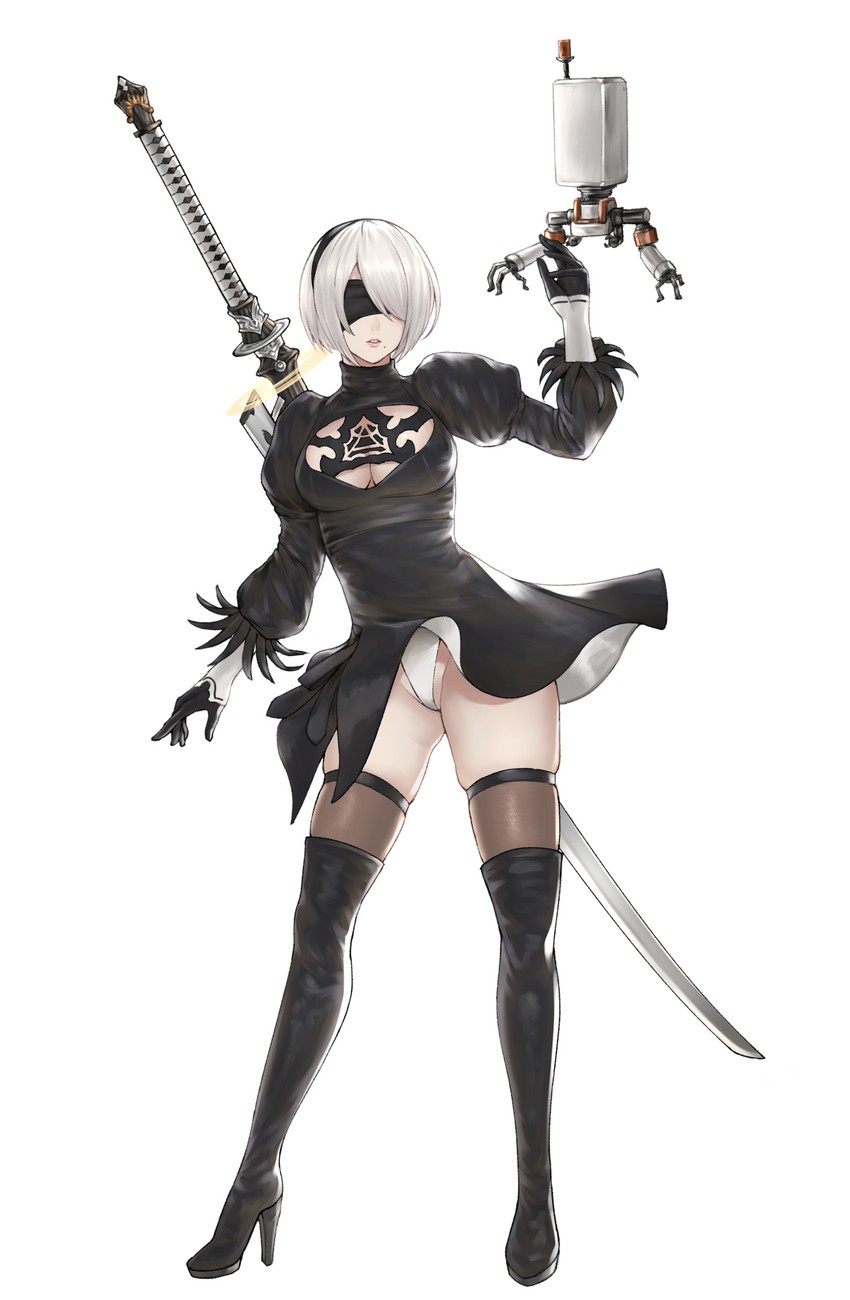 2b and pod (nier and 1 more) drawn by kurone_rinka