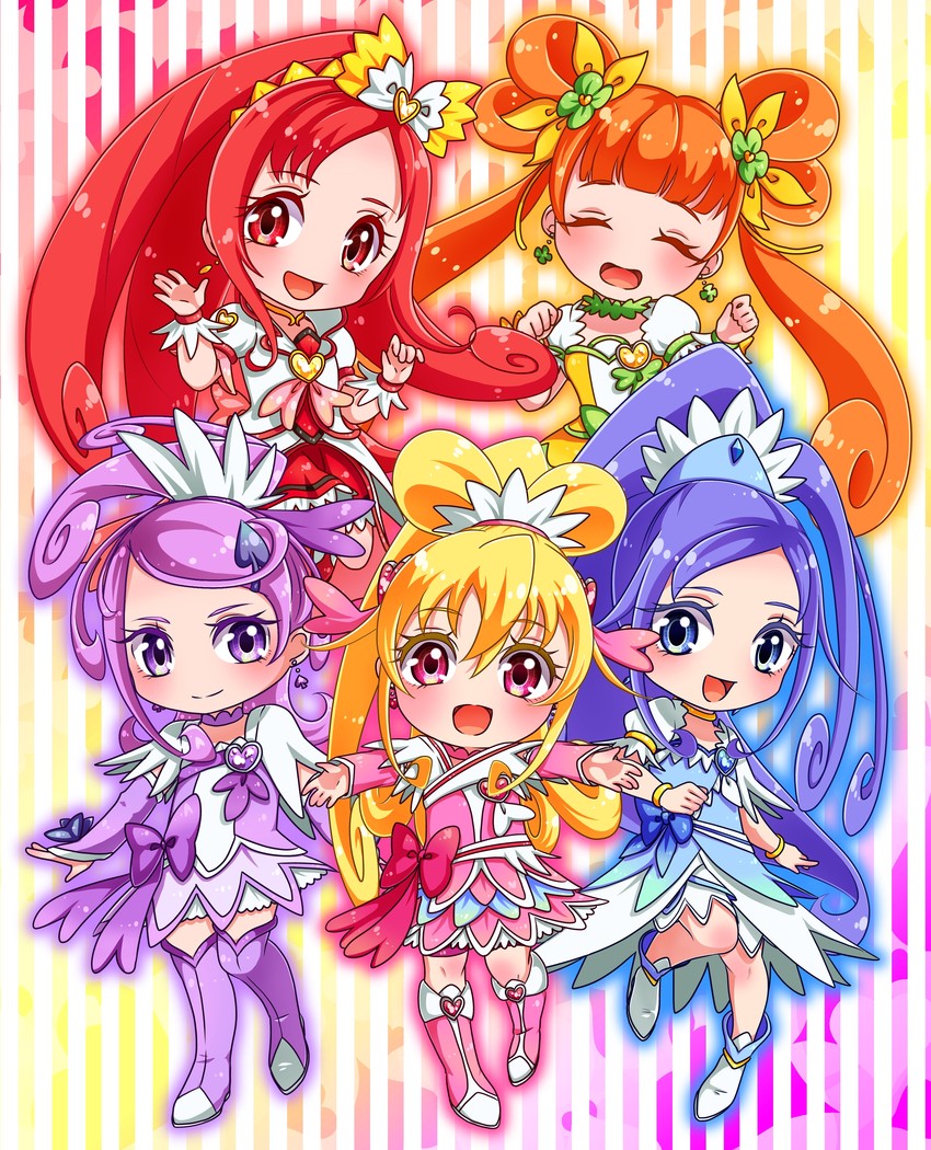 hishikawa rikka, aida mana, kenzaki makoto, yotsuba alice, cure heart, and 5 more (precure and 1 more) drawn by yupiteru