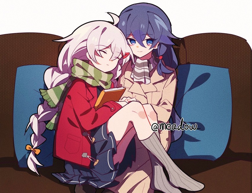 kiana kaslana and fu hua (honkai and 1 more) drawn by meadow_(morphinecaca)
