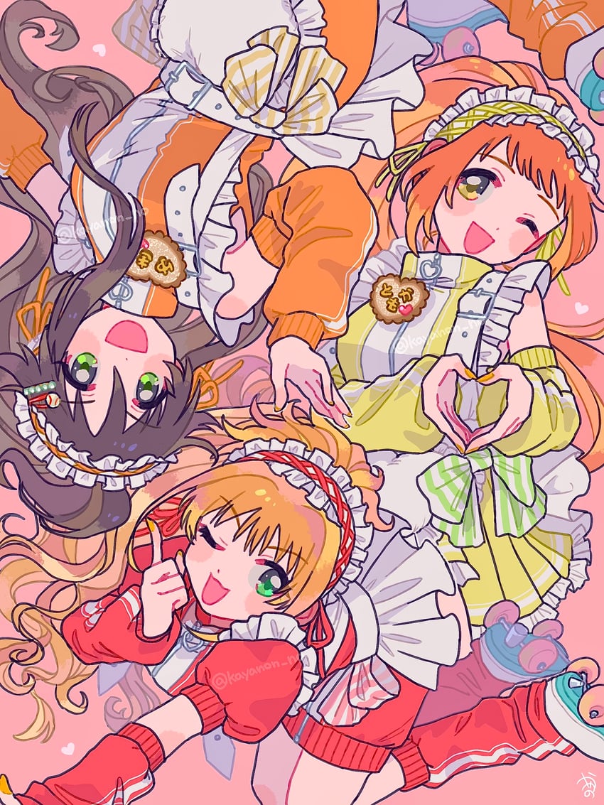 hino akane, himekawa yuki, and wakabayashi tomoka (idolmaster and 1 more) drawn by kayanon_no