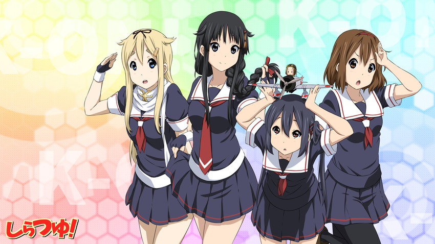 shigure, yuudachi, shigure kai ni, akiyama mio, yuudachi kai ni, and 7 more (kantai collection and 1 more) drawn by oku_no_shi