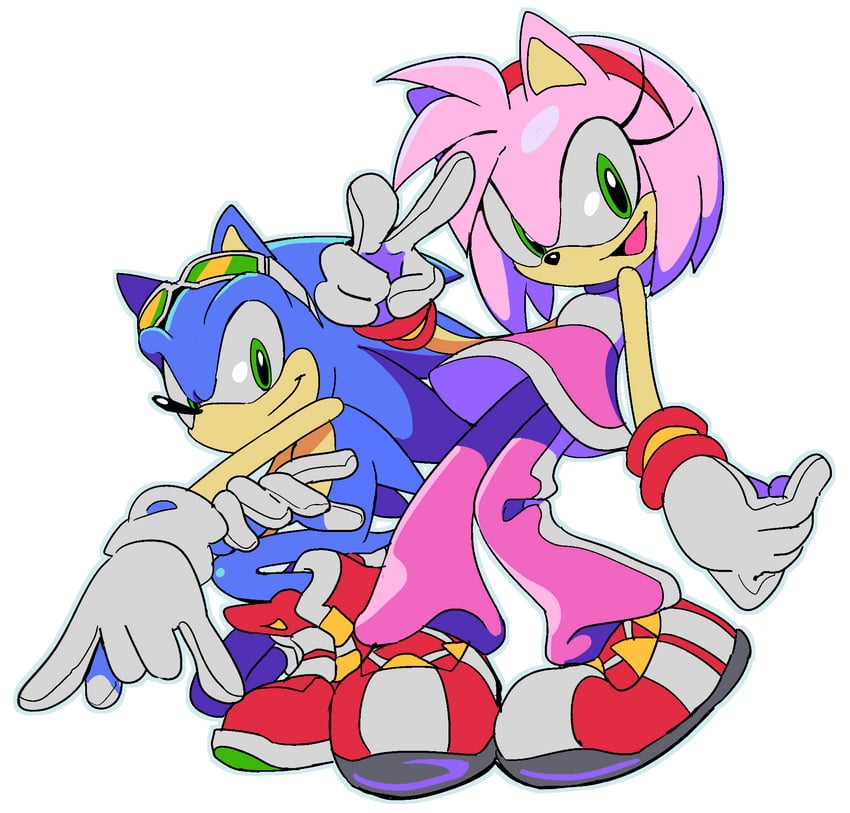 sonic the hedgehog and amy rose (sonic and 1 more) drawn by hadasada1