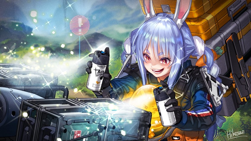 usada pekora and sam porter bridges (hololive and 1 more) drawn by hikosan