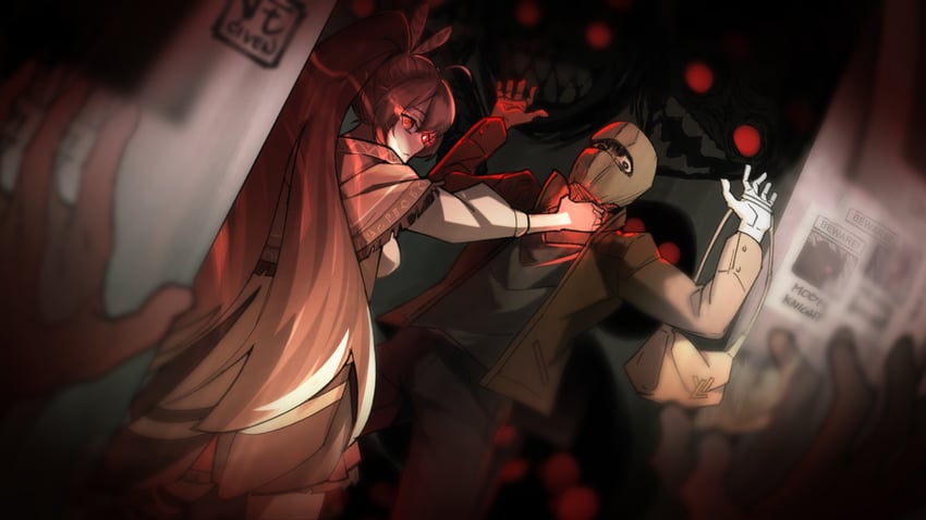 nanashi mumei and nightmare (hololive and 1 more) drawn by sausage_civen