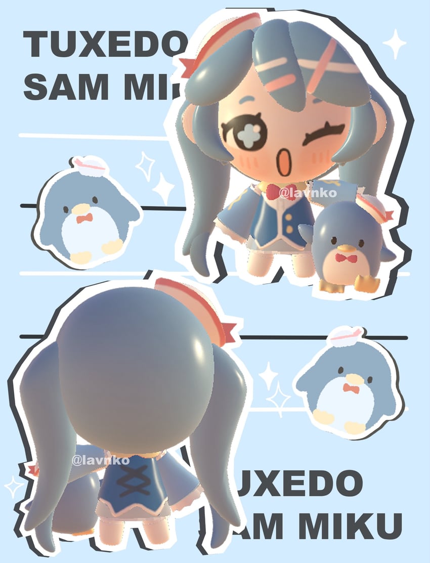 hatsune miku and tuxedo sam (vocaloid and 1 more) drawn by lavy_(lavnko)