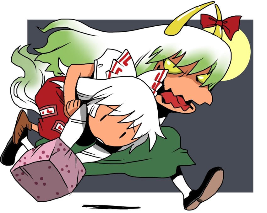 fujiwara no mokou, kamishirasawa keine, and ex-keine (touhou) drawn by onikobe_rin