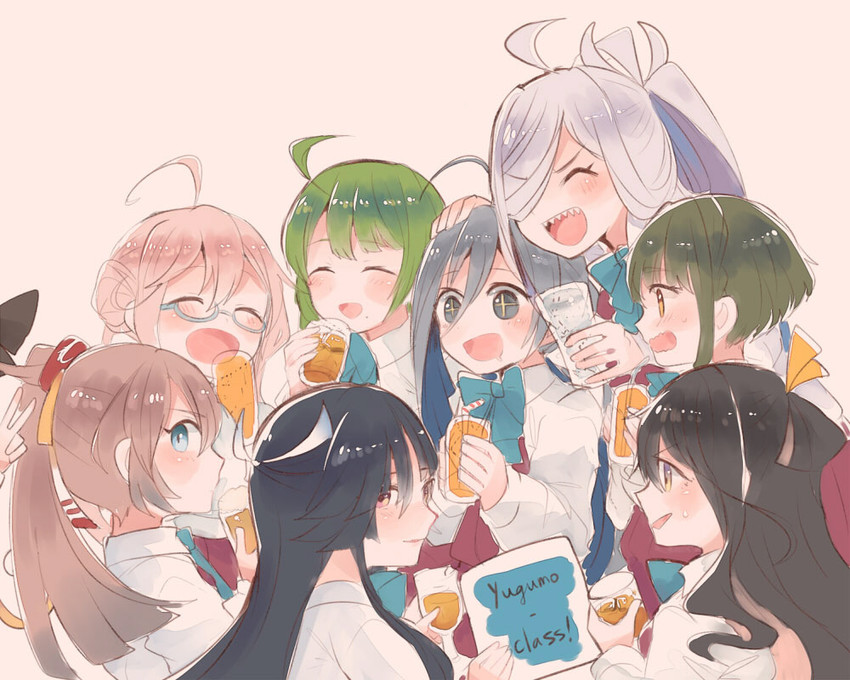 naganami, akigumo, kiyoshimo, makigumo, yuugumo, and 4 more (kantai collection) drawn by itomugi-kun
