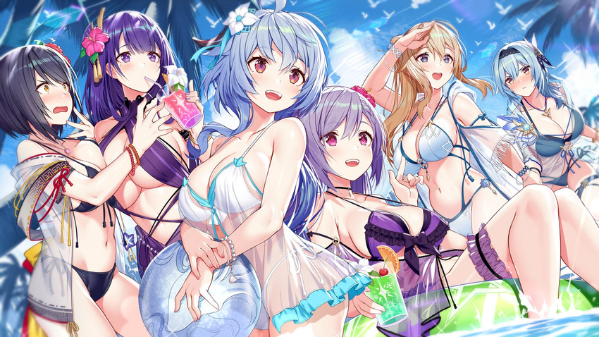 ganyu, raiden shogun, keqing, eula, jean, and 1 more (genshin impact) drawn by akusema