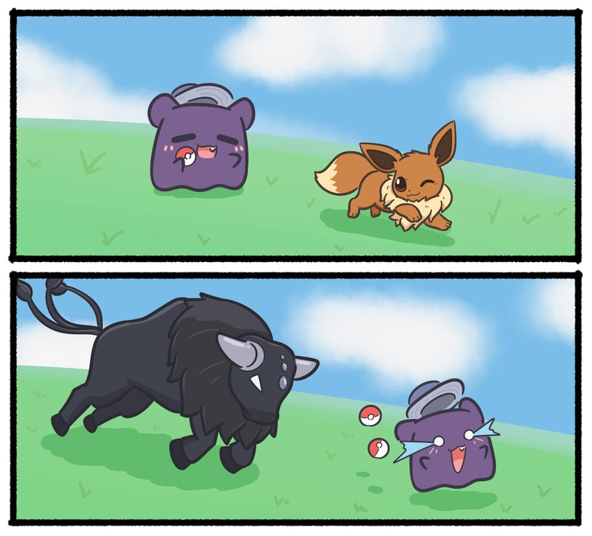 eevee, takodachi, and paldean tauros (pokemon and 2 more) drawn by mpien