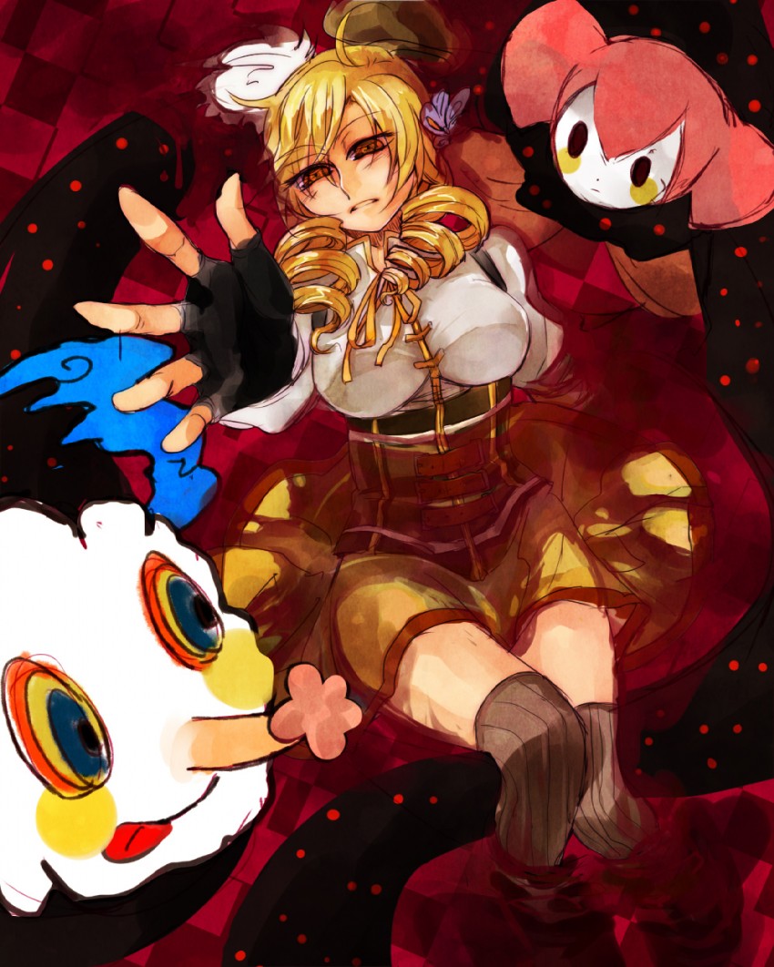 tomoe mami and charlotte (mahou shoujo madoka magica) drawn by sesame_ange