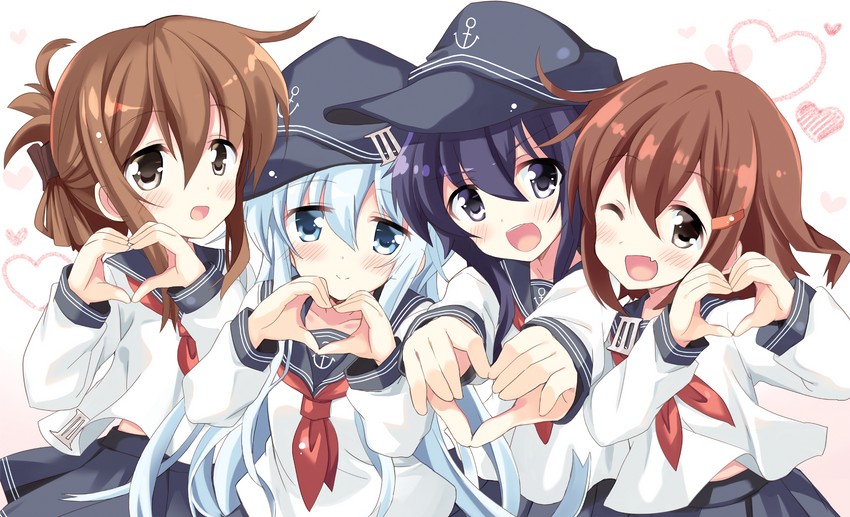 hibiki, inazuma, ikazuchi, and akatsuki (kantai collection) drawn by hizuki_yayoi