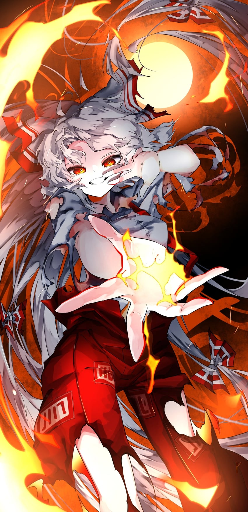 fujiwara no mokou (touhou) drawn by vivo_(vivo_sun_0222)