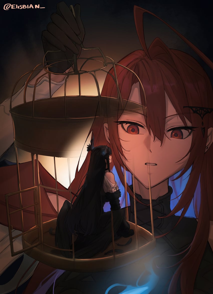 nerissa ravencroft and elizabeth rose bloodflame (hololive and 1 more) drawn by elisbian