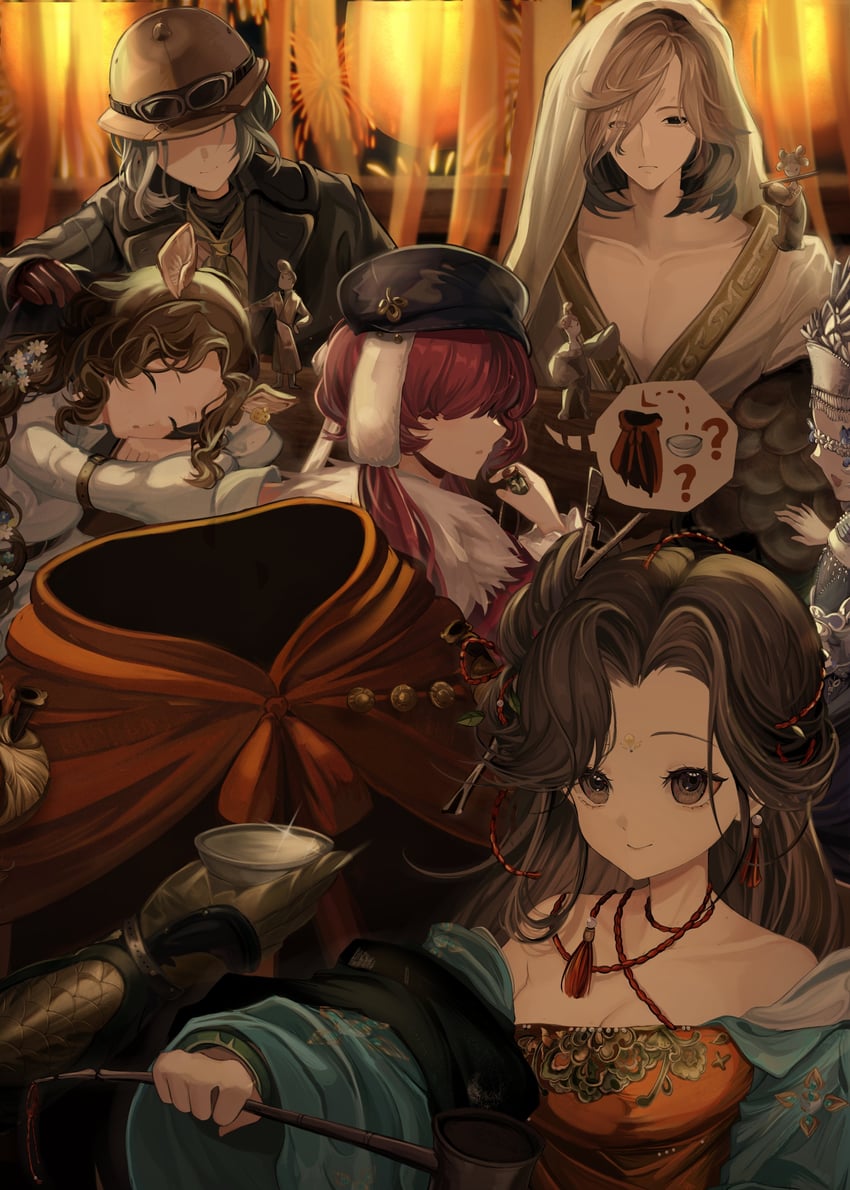 jessica, jiu niangzi, getian, yenisei, balloon party, and 2 more (reverse:1999) drawn by reese_(oshishimobe)
