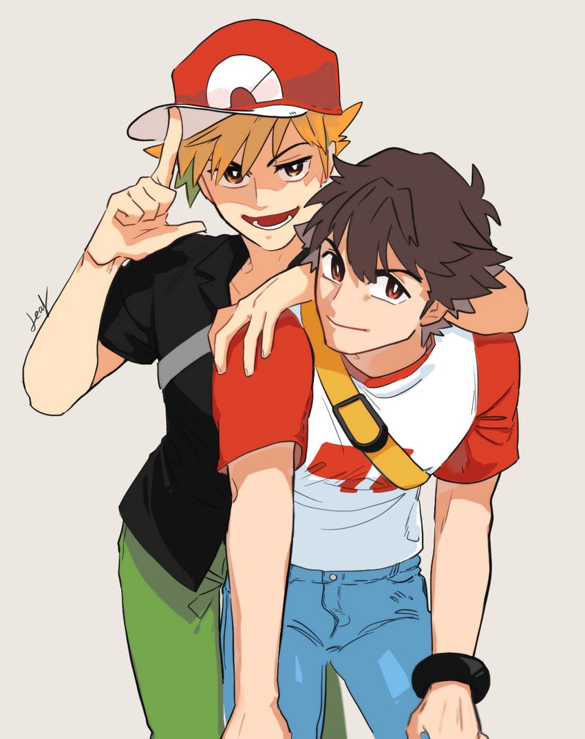 red and blue oak (pokemon and 1 more) drawn by boba_msize