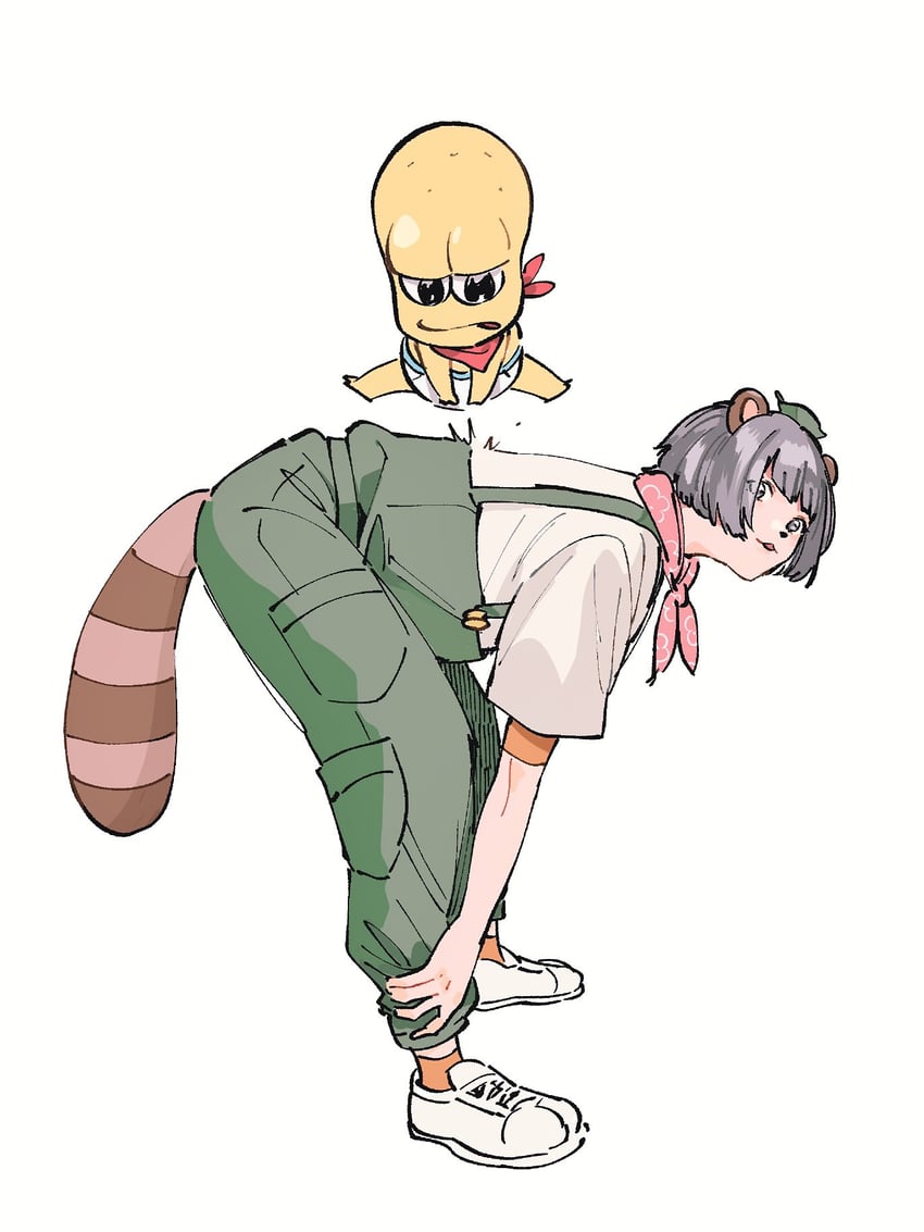 ponpoko and peanuts-kun (mode aim) drawn by sawaya_(_0030y)
