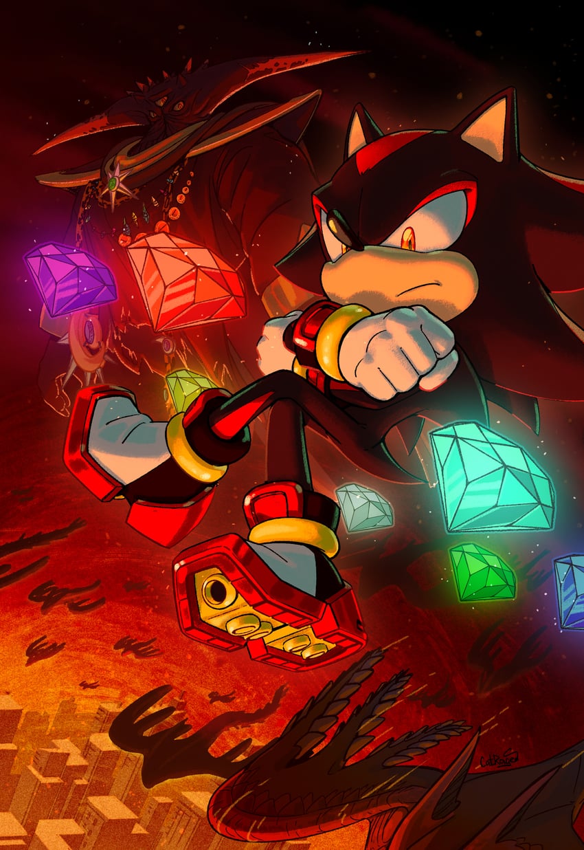 shadow the hedgehog, black doom, and black hawk (sonic and 1 more) drawn by catrage_miau