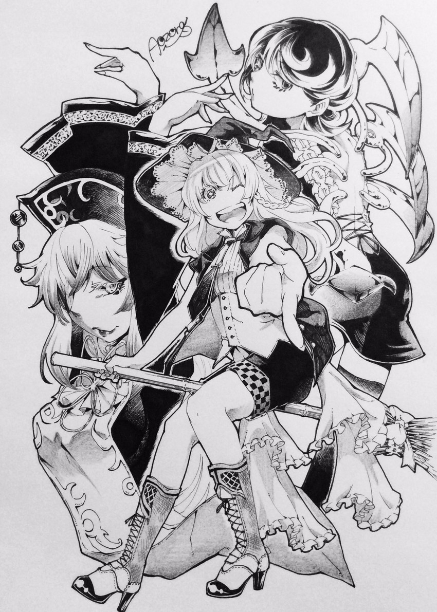 kirisame marisa, houjuu nue, and junko (touhou) drawn by aozora_taf