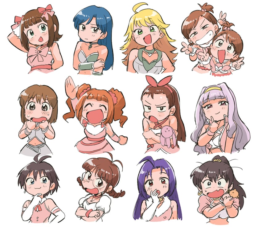 hoshii miki, kisaragi chihaya, amami haruka, kikuchi makoto, shijou takane, and 10 more (idolmaster and 1 more) drawn by tsubobot