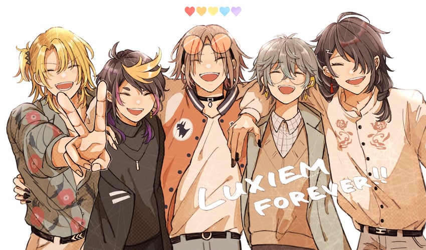 ike eveland, vox akuma, luca kaneshiro, mysta rias, and shu yamino (nijisanji and 1 more) drawn by cotalu2jjj