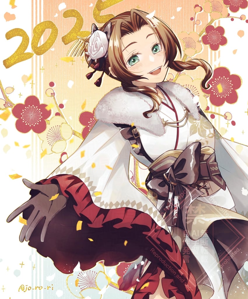 aerith gainsborough (final fantasy and 2 more) drawn by jo_ro_ri