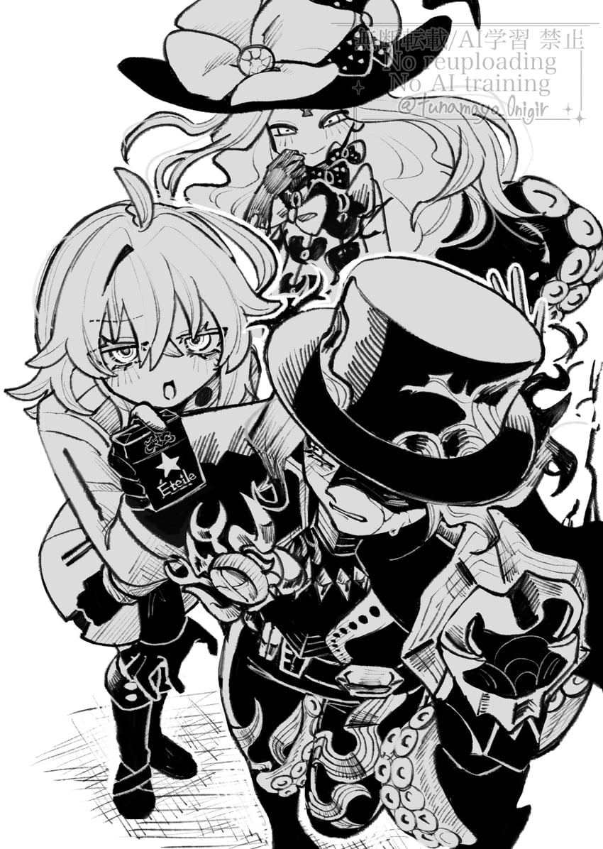 fujimaru ritsuka, abigail williams, edmond dantes, and the count of monte cristo (fate and 1 more) drawn by tunamayo_0nigir
