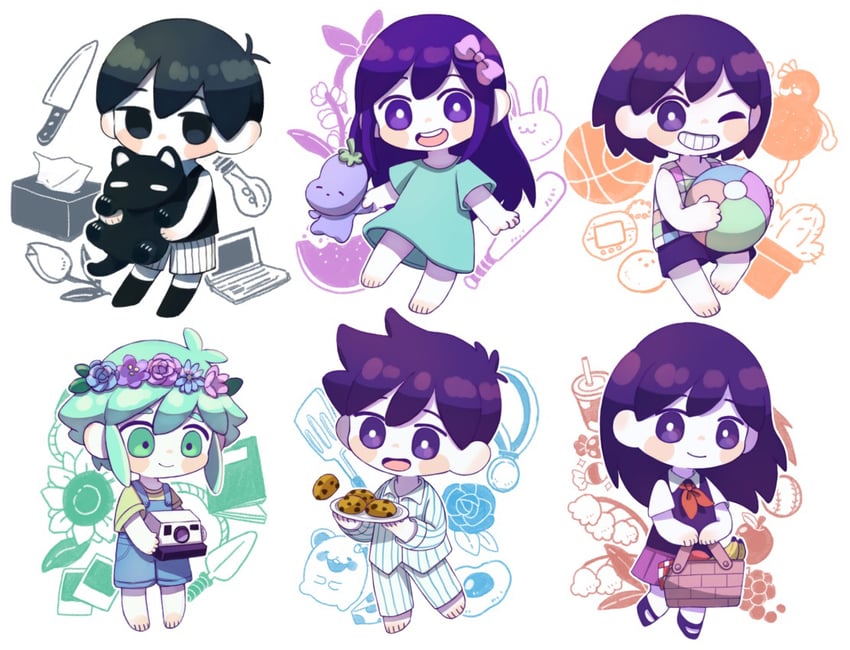 omori, basil, aubrey, mari, kel, and 6 more (omori) drawn by banka_(200009813)