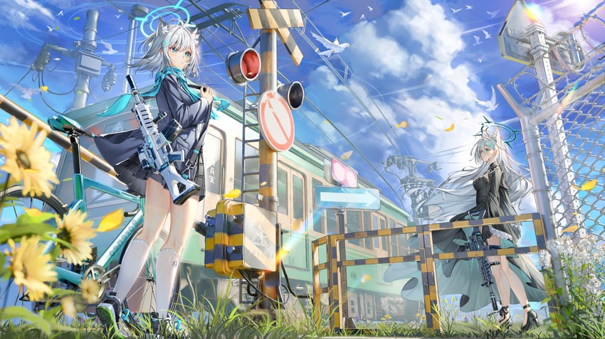shiroko and shiroko terror (blue archive) drawn by al_guang
