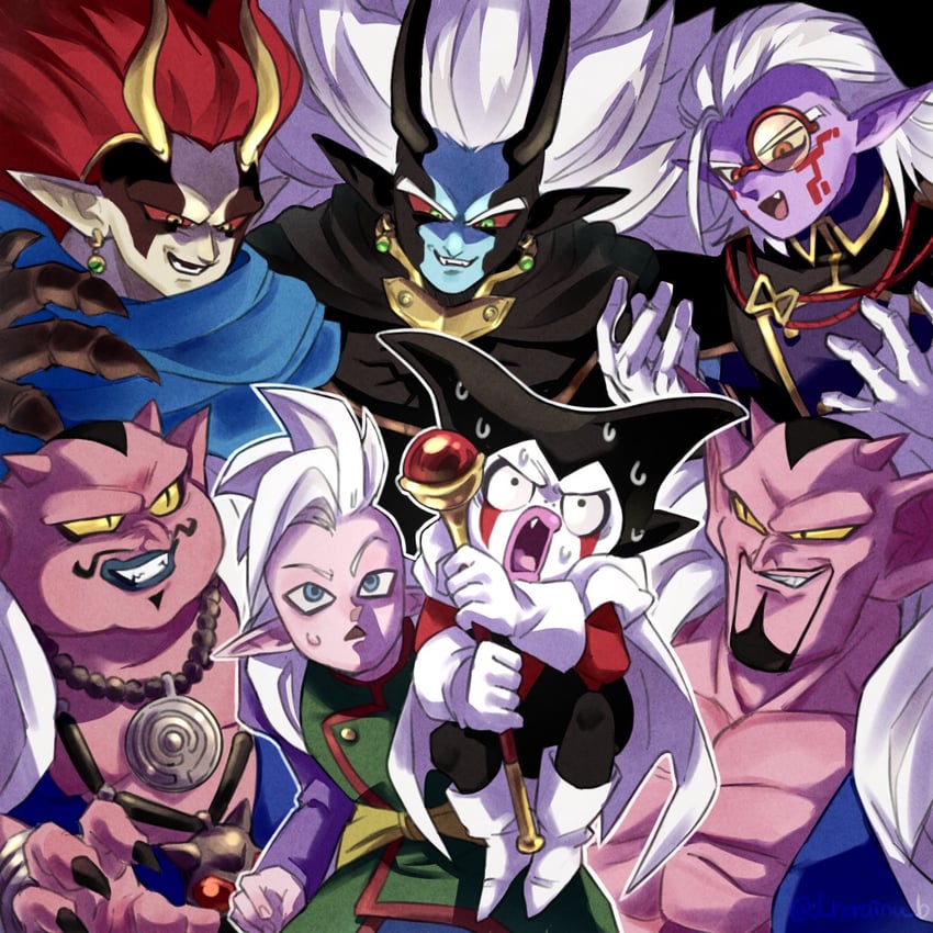fu, dabura, mechikabura, gomah, demigra, and 2 more (dragon ball and 3 more) drawn by d_norainu_b