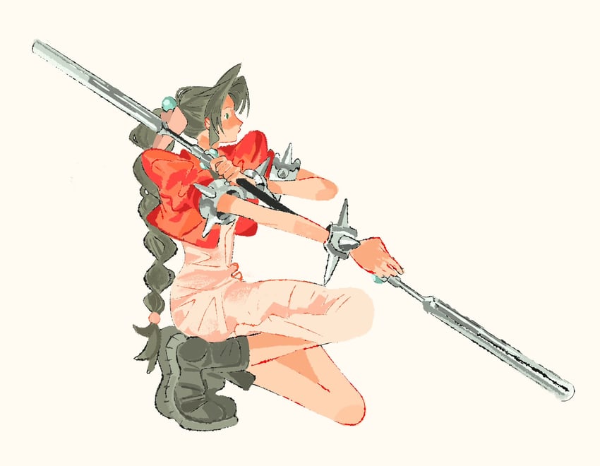aerith gainsborough (final fantasy and 1 more) drawn by jaysoysaucee