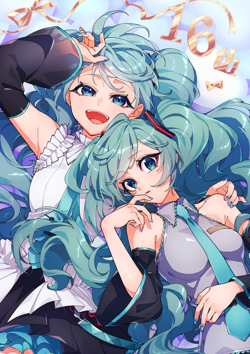 hatsune miku (vocaloid and 1 more) drawn by odd_(miyoru)
